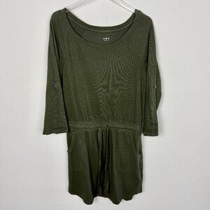 Three Dots Sweatshirt Dress Cotton Large Drawstring Waist